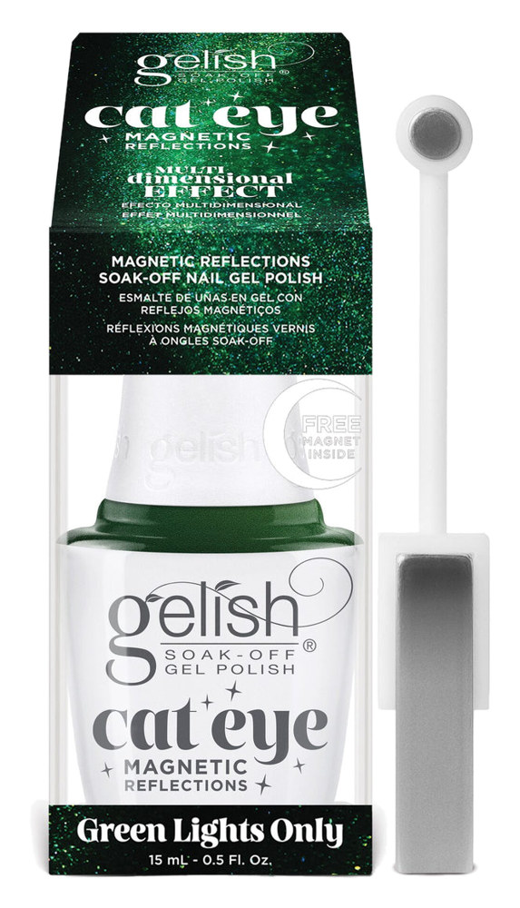 Gelish Cat Eye Magnetic Reflections Green Lights Only Magnet Gel Polish, 0.5 fl oz.
