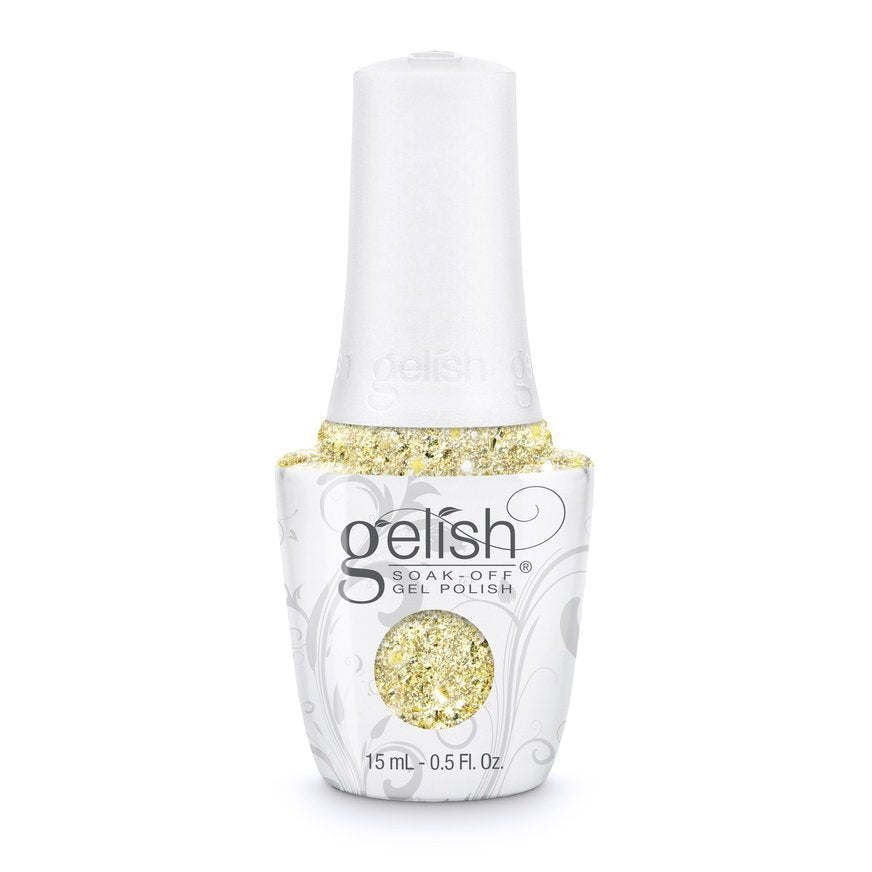 Gelish Gel Polish – Ice Cold Gold | Fine Gold Glitter | Soak Off 15ml | 21 Days Chip-Free